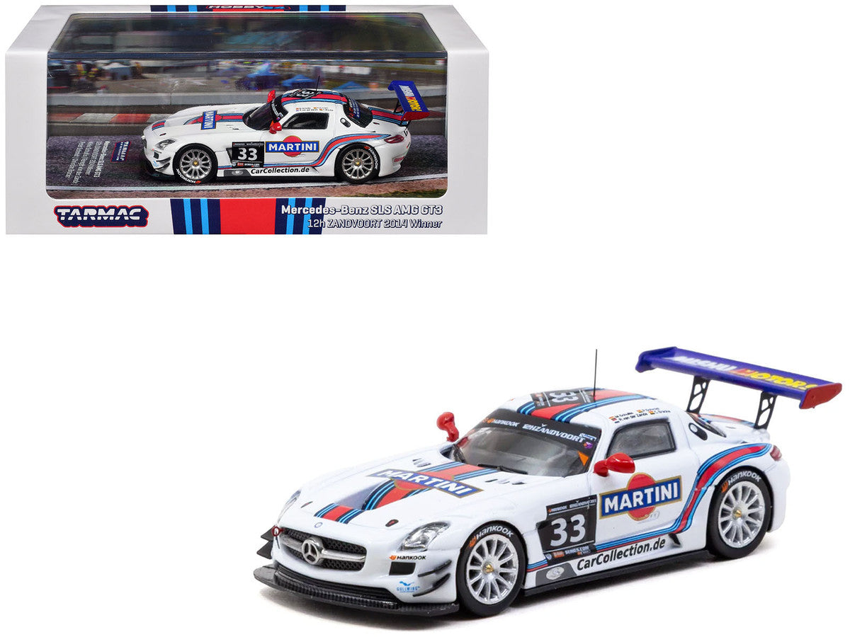 Mercedes-Benz SLS AMG GT3 #33 Mirco Schultis - Renger van der Zande - Christian Bracke - Peter Schmidt "Martini Racing" Winner "12H of Zandvoort" (2014) "Hobby64" Series 1/64 Diecast Model Car by Tarmac Works Tarmac Works