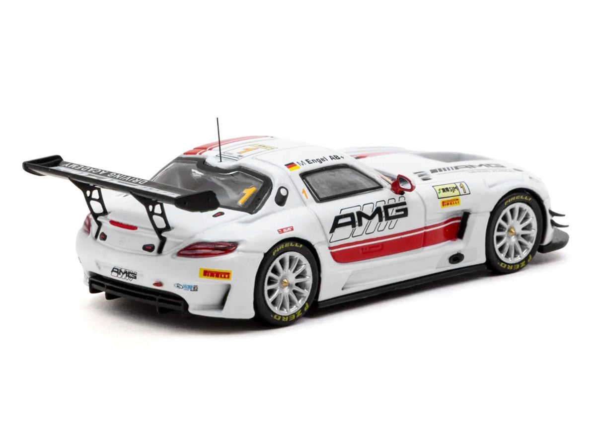 Mercedes-Benz SLS AMG GT3 #1 Maro Engel Winner "Macau GT Cup - FIA GT World Cup" (2015) with Tarmac Cards "Hobby64" Series 1/64 Diecast Model Car by Tarmac Works Tarmac Works