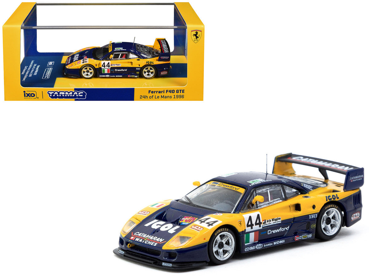 Ferrari F40 GTE #44 Luciano Della Noce - Anders Olofsson - Carl Rosenblad "24 Hours of Le Mans" (1996) "Hobby64" Series 1/64 Diecast Model Car by Tarmac Works-0