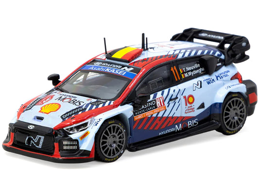 Hyundai i20 N Rally1 Hybrid #11 Thierry Neuville - Martijn Wydaeghe Winner "Rallye Monte-Carlo" (2024) "Hobby64" Series 1/64 Diecast Model by Tarmac Works