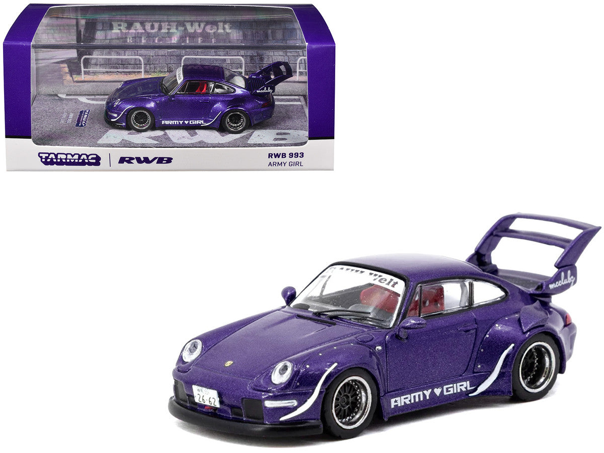 RWB 993 "Army Girl" Purple Metallic "Hobby64" Series 1/64 Diecast Model Car by Tarmac Works-0