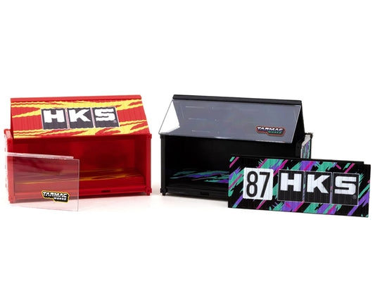 "HKS" Shipping Container Display Cases Set of 2 pieces "Collab64" Series for 1/64 Model Cars by Tarmac Works