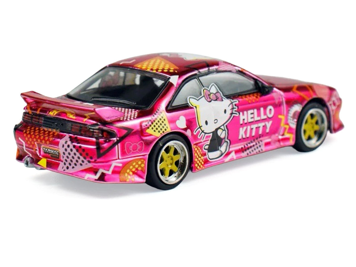 Nissan Vertex Silvia (S14) RHD (Right Hand Drive) "Hello Kitty" Pink Metallic with Graphics "Global64" Series 1/64 Diecast Model Car by Tarmac Works-1