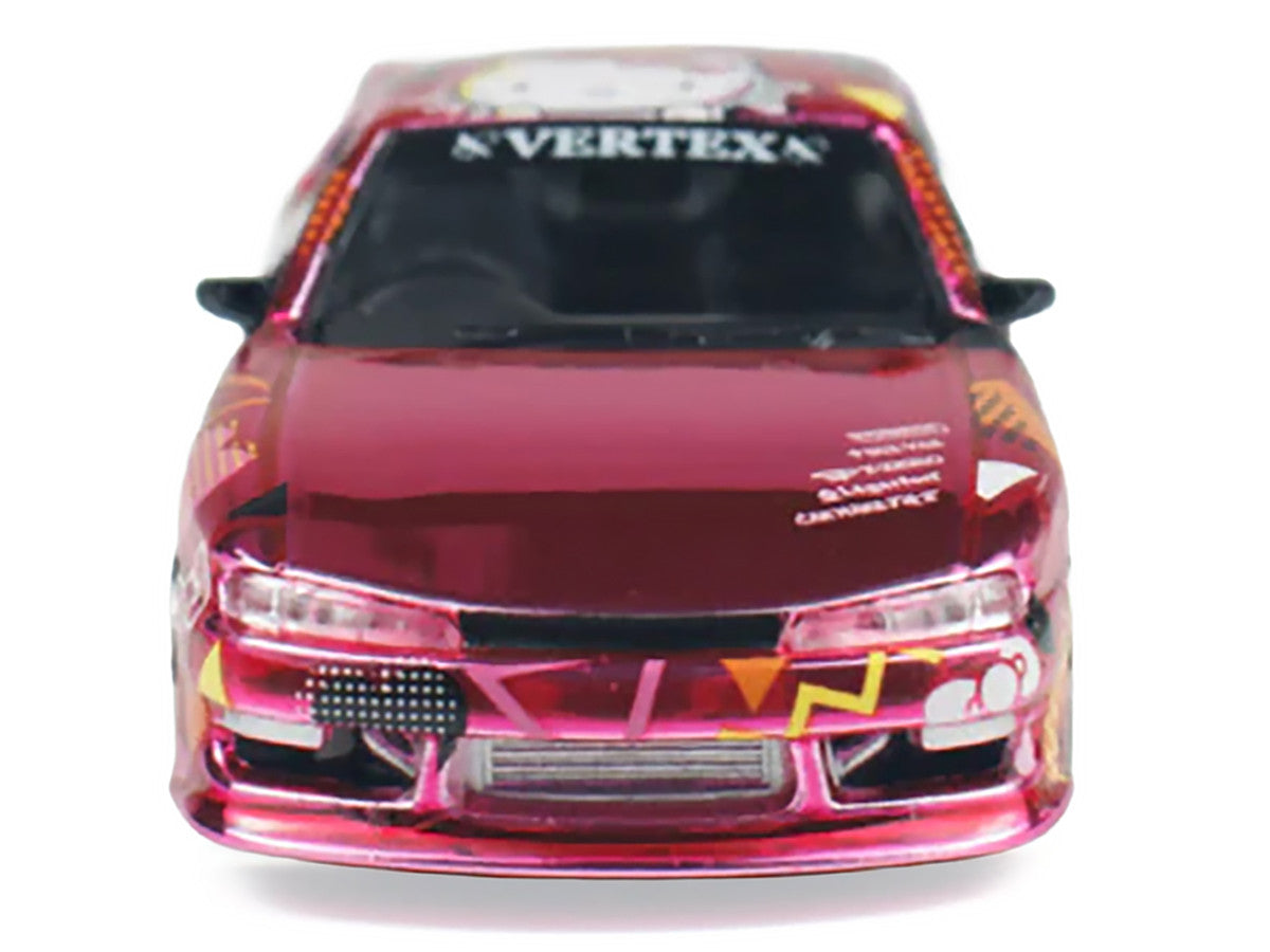 Nissan Vertex Silvia (S14) RHD (Right Hand Drive) "Hello Kitty" Pink Metallic with Graphics "Global64" Series 1/64 Diecast Model Car by Tarmac Works-2