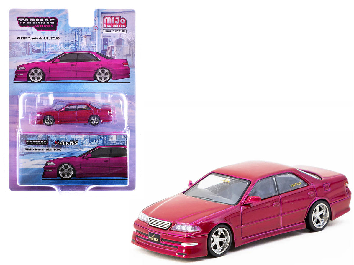 Toyota Vertex Mark II JZX100 RHD (Right Hand Drive) Hot Pink Metallic "Global64" Series 1/64 Diecast Model by Tarmac Works-2
