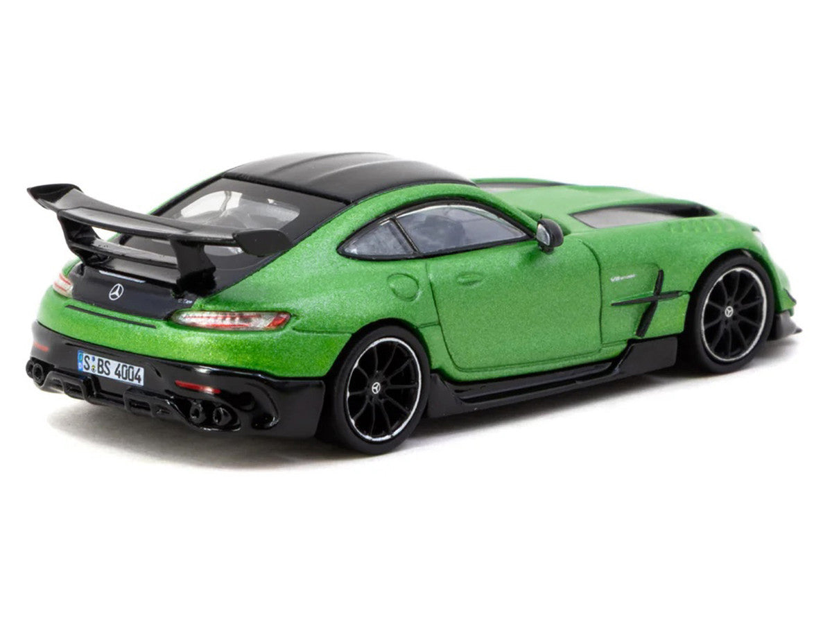 Mercedes-Benz AMG GT Black Series Green Metallic with Black Top and Hood Stripes "Global64" Series 1/64 Diecast Model by Tarmac Works-2