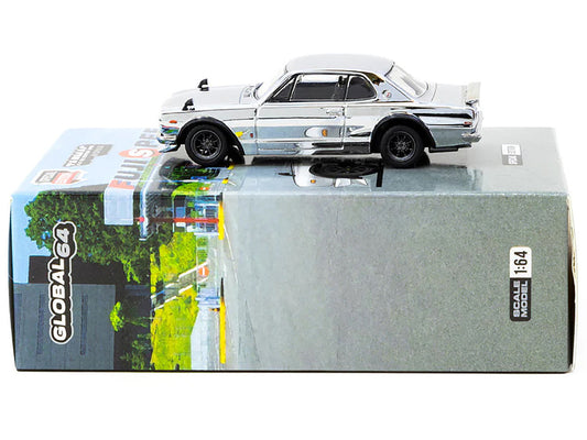Nissan Skyline HT 2000GT-R RHD (Right Hand Drive) Silver Chrome "Japan Special Edition" "Global64" Series 1/64 Diecast Model Car by Tarmac Works Tarmac Works