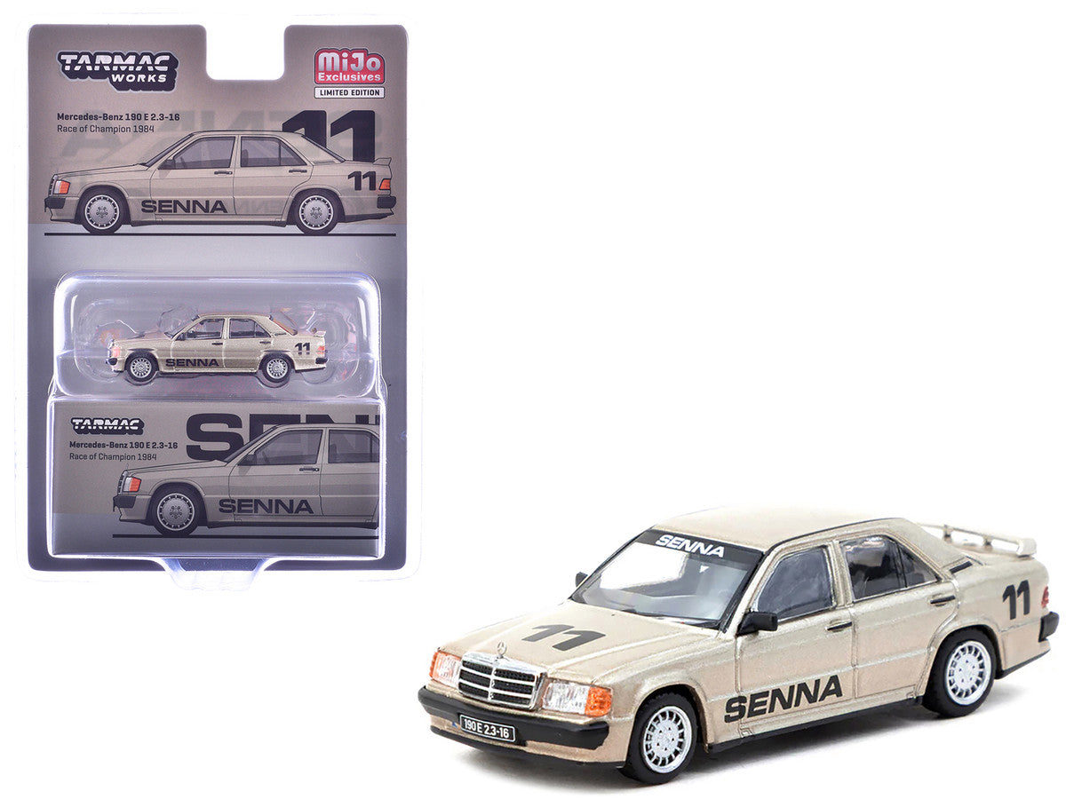 Mercedes-Benz 190 E 2.3-16 #11 Ayrton Senna Winner "Race of Champions" (1984) "Global64" Series 1/64 Diecast Model by Tarmac Works-2