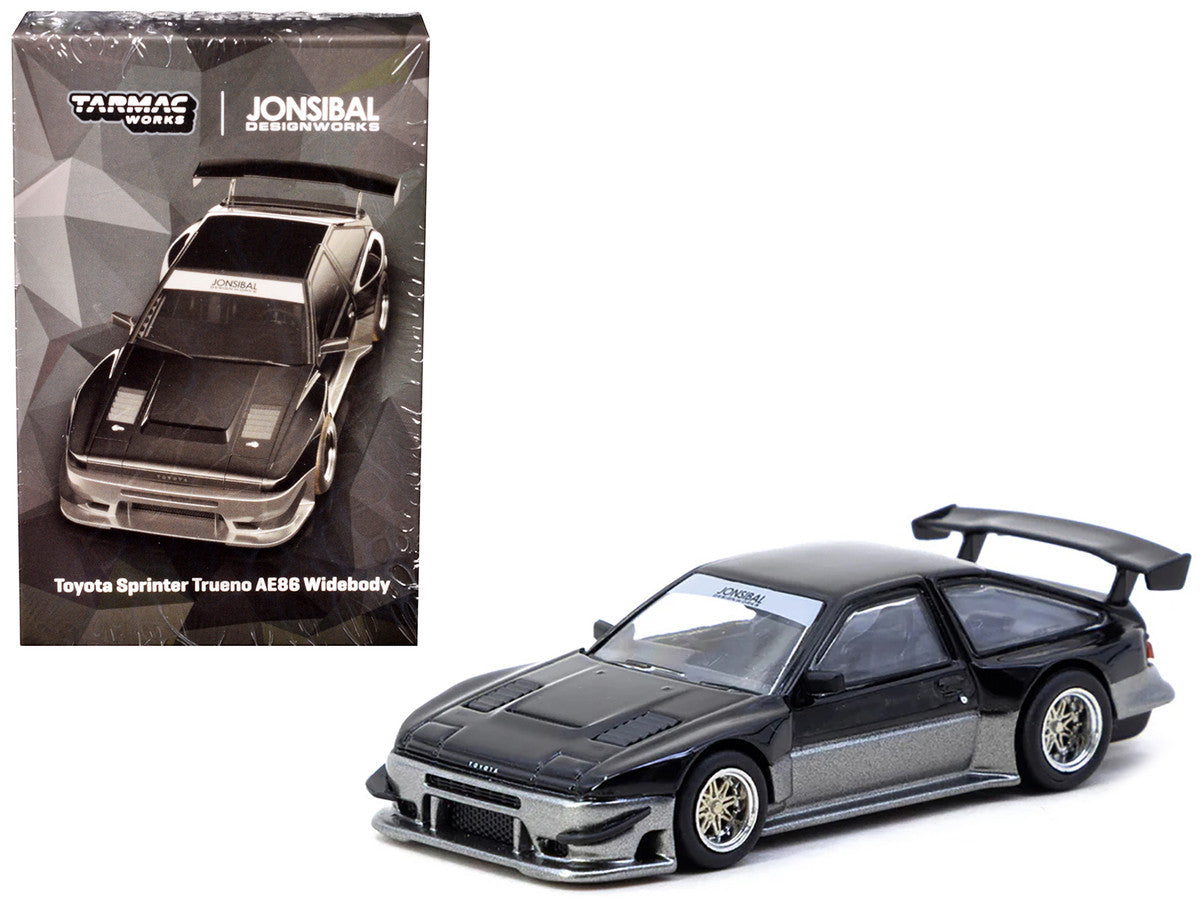 Toyota Sprinter Trueno AE86 Widebody RHD (Right Hand Drive) "Jonsibal Designworks" Black and Gray Metallic "Global64" Series 1/64 Diecast Model by Tarmac Works Tarmac Works