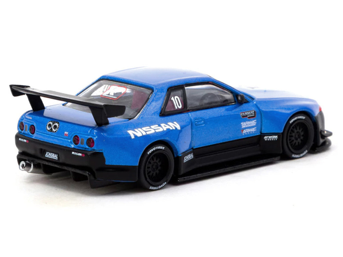 Nissan Skyline (R32) Widebody RHD (Right Hand Drive) #10 "Tarmac Works 10th Anniversary" Blue Metallic "Global64" 1/64 Diecast Model Car by Tarmac Works-2