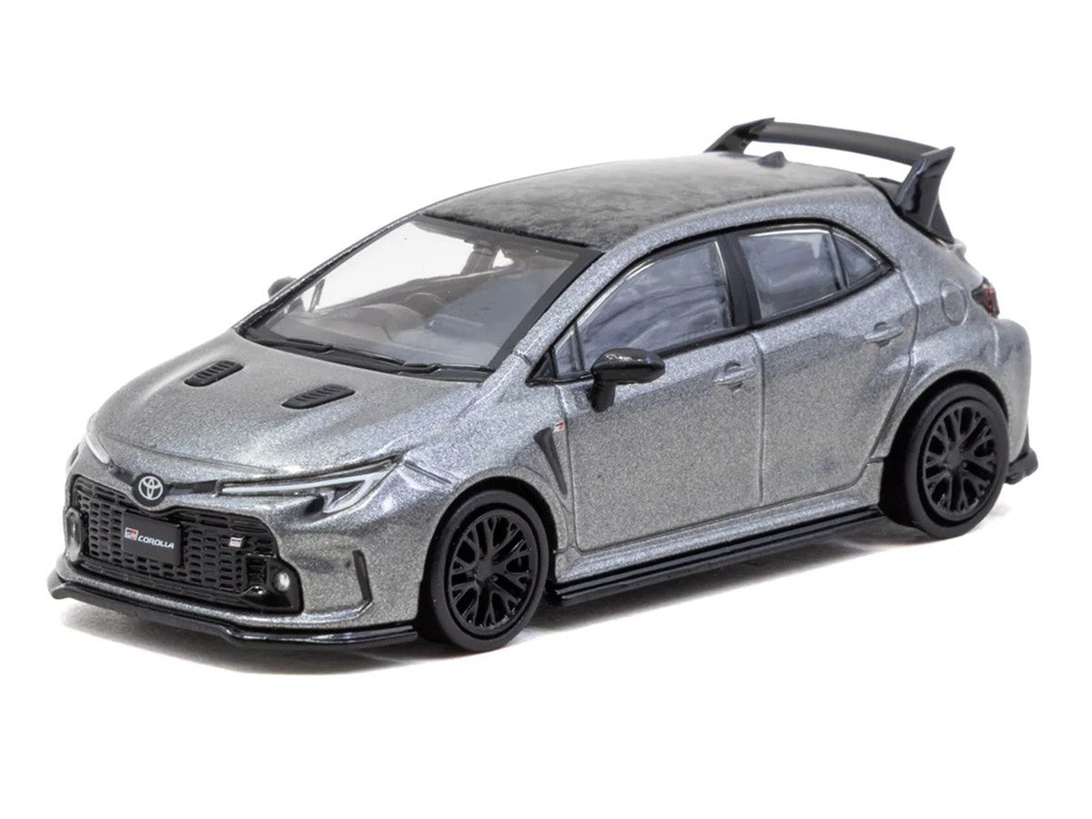 Toyota GR Corolla RHD (Right Hand Drive) Gray Metallic with Metal Oil Can Packaging "Global64" Series 1/64 Diecast Model Car by Tarmac Works Tarmac Works