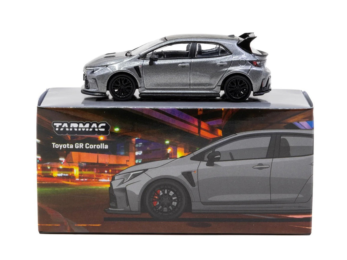Toyota GR Corolla RHD (Right Hand Drive) Gray Metallic with Metal Oil Can Packaging "Global64" Series 1/64 Diecast Model Car by Tarmac Works Tarmac Works