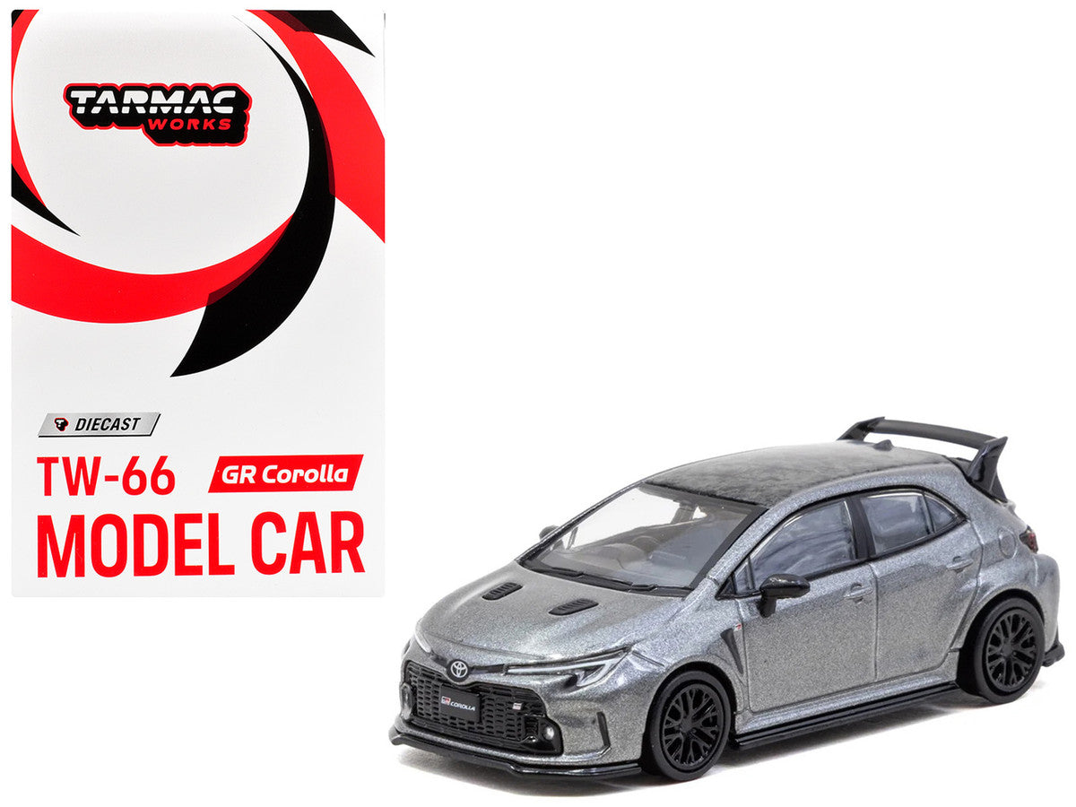 Toyota GR Corolla RHD (Right Hand Drive) Gray Metallic with Metal Oil Can Packaging "Global64" Series 1/64 Diecast Model Car by Tarmac Works Tarmac Works