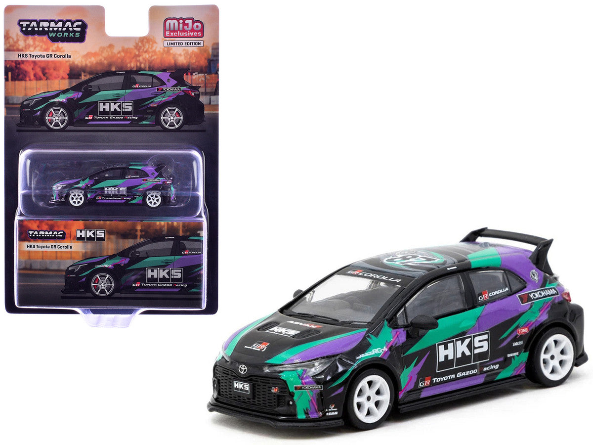 Toyota GR Corolla RHD (Right Hand Drive) "HKS" Black with Graphics "Global64" Series 1/64 Diecast Model by Tarmac Works-3