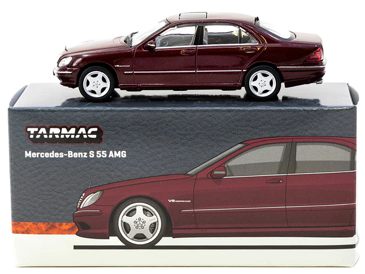 Mercedes-Benz S 55 AMG Bordeaux Red Metallic "Global64" Series 1/64 Diecast Model by Tarmac Works Tarmac Works