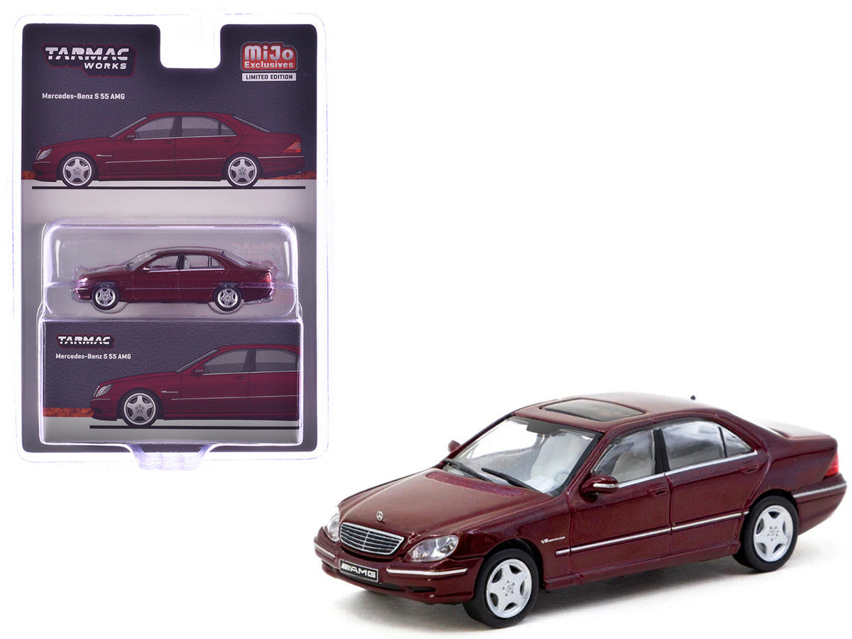 Mercedes-Benz S 55 AMG Bordeaux Red Metallic "Global64" Series 1/64 Diecast Model by Tarmac Works Tarmac Works