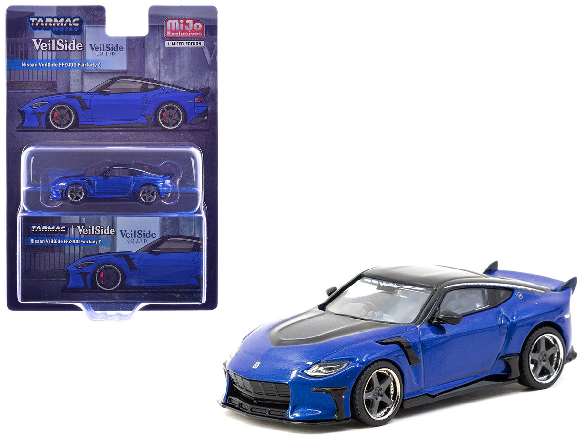 Nissan VeilSide FFZ400 Fairlady Z RHD (Right Hand Drive) Blue Metallic with Black Top "Global64" Series 1/64 Diecast Model by Tarmac Works Tarmac Works