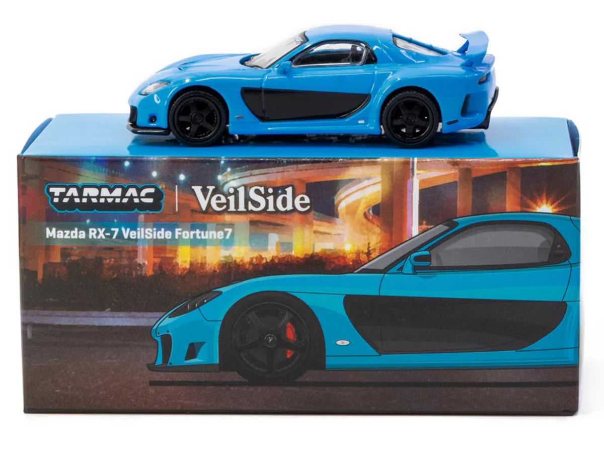 Mazda RX-7 "VeilSide Fortune7" RHD (Right Hand Drive) Blue "Global64" Series 1/64 Diecast Model Car by Tarmac Works Tarmac Works