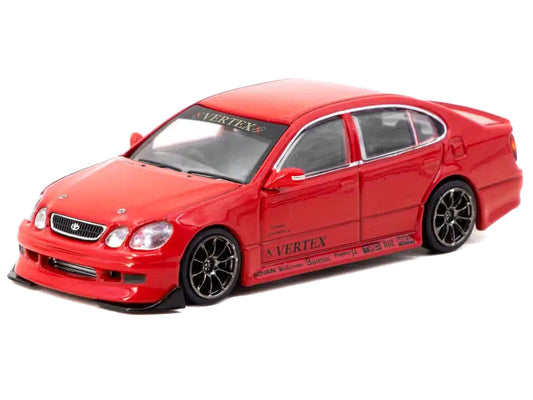 Toyota Vertex Aristo JZS161 RHD (Right Hand Drive) Red with Tarmac Cards "Global64" Series 1/64 Diecast Model Car by Tarmac Works Tarmac Works