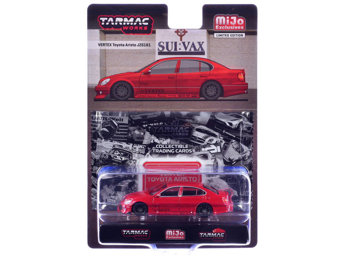 Toyota Vertex Aristo JZS161 RHD (Right Hand Drive) Red with Tarmac Cards "Global64" Series 1/64 Diecast Model Car by Tarmac Works Tarmac Works
