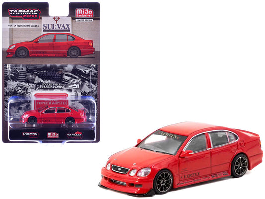 Toyota Vertex Aristo JZS161 RHD (Right Hand Drive) Red with Tarmac Cards "Global64" Series 1/64 Diecast Model Car by Tarmac Works Tarmac Works