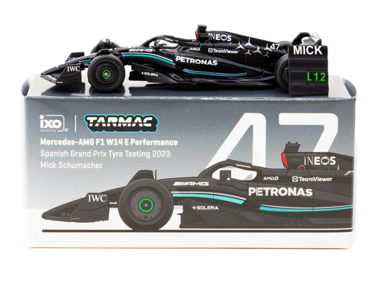 Mercedes-AMG F1 W14 E Performance #47 Mick Schumacher Formula One F1 "Spanish GP Tyre Testing" (2023) with Pit Board "Global64" Series 1/64 Diecast Model by Tarmac Works-2