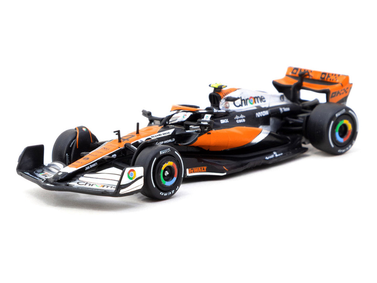 McLaren MCL60 #4 Lando Norris 2nd Place Formula One F1 "British GP" (2023) with Pitboards "Global64" Series 1/64 Diecast Model Car by Tarmac Works-1