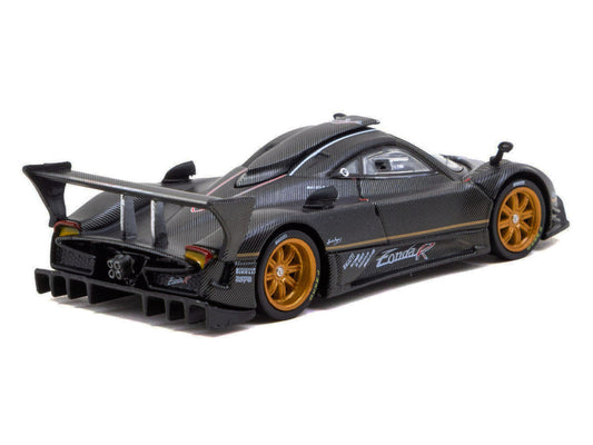 Pagani Zonda R Matt Black Carbon Fiber with Gold Wheels "Global64" Series 1/64 Diecast Model Car by Tarmac Works Tarmac Works
