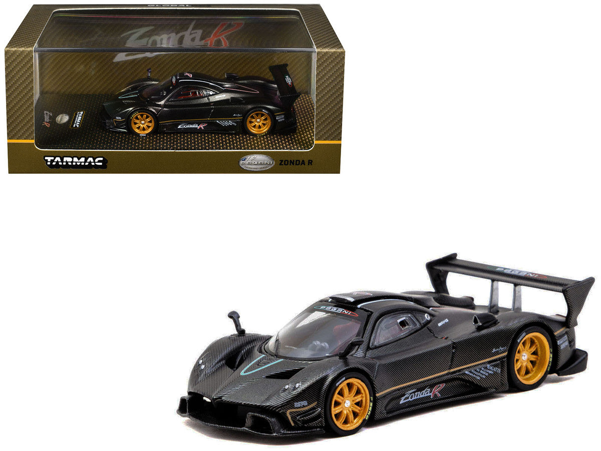 Pagani Zonda R Matt Black Carbon Fiber with Gold Wheels "Global64" Series 1/64 Diecast Model Car by Tarmac Works Tarmac Works