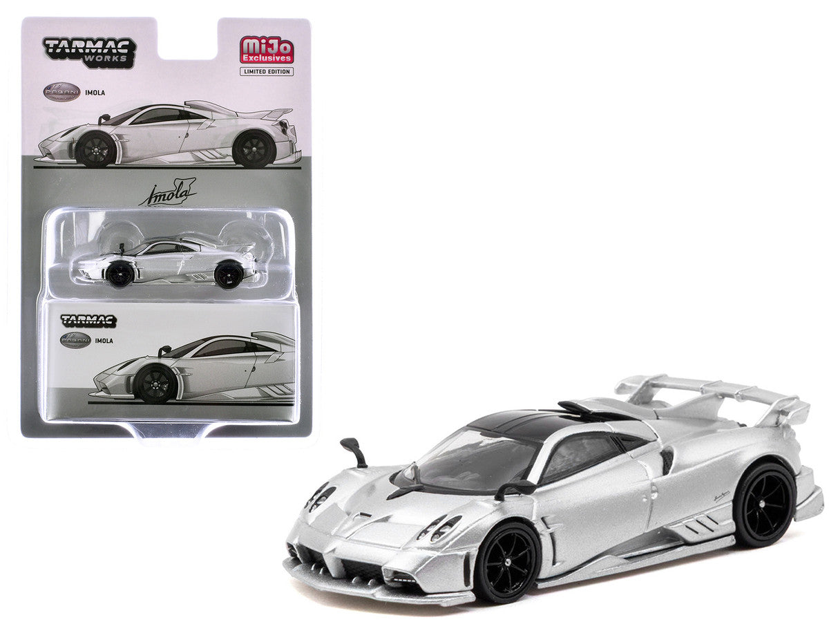 Pagani Imola Matt Silver Metallic with Black Top "Global64" Series 1/64 Diecast Model Car by Tarmac Works Tarmac Works