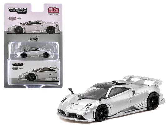 Pagani Imola Matt Silver Metallic with Black Top "Global64" Series 1/64 Diecast Model Car by Tarmac Works Tarmac Works