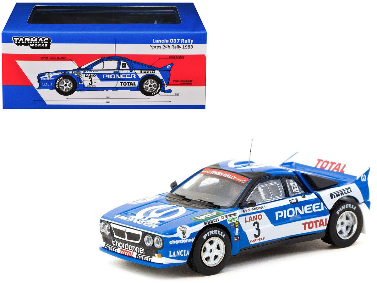 Lancia 037 Rally #3 Jean-Claude Andruet - Francoise Sappey 2nd Place "Ypres 24 Hours Rally" (1983) "Hobby64+" Series 1/64 Diecast Model Car by Tarmac Works Tarmac Works