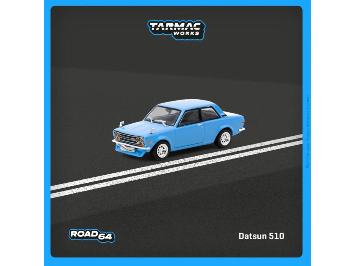Datsun 510 Light Blue "Road64" Series 1/64 Diecast Model Car by Tarmac Works Tarmac Works