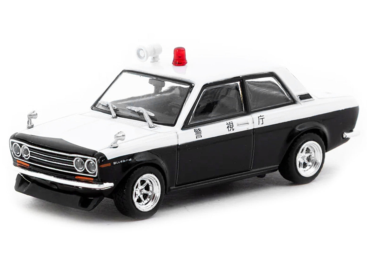 Datsun 510 "Japanese Police" Black and White "Road64" Series 1/64 Diecast Model Car by Tarmac Works Tarmac Works