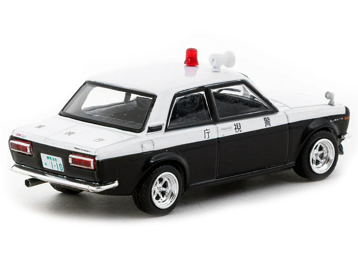 Datsun 510 "Japanese Police" Black and White "Road64" Series 1/64 Diecast Model Car by Tarmac Works Tarmac Works