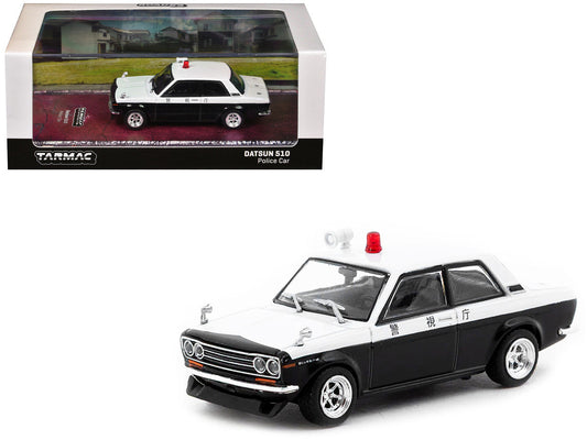 Datsun 510 "Japanese Police" Black and White "Road64" Series 1/64 Diecast Model Car by Tarmac Works Tarmac Works