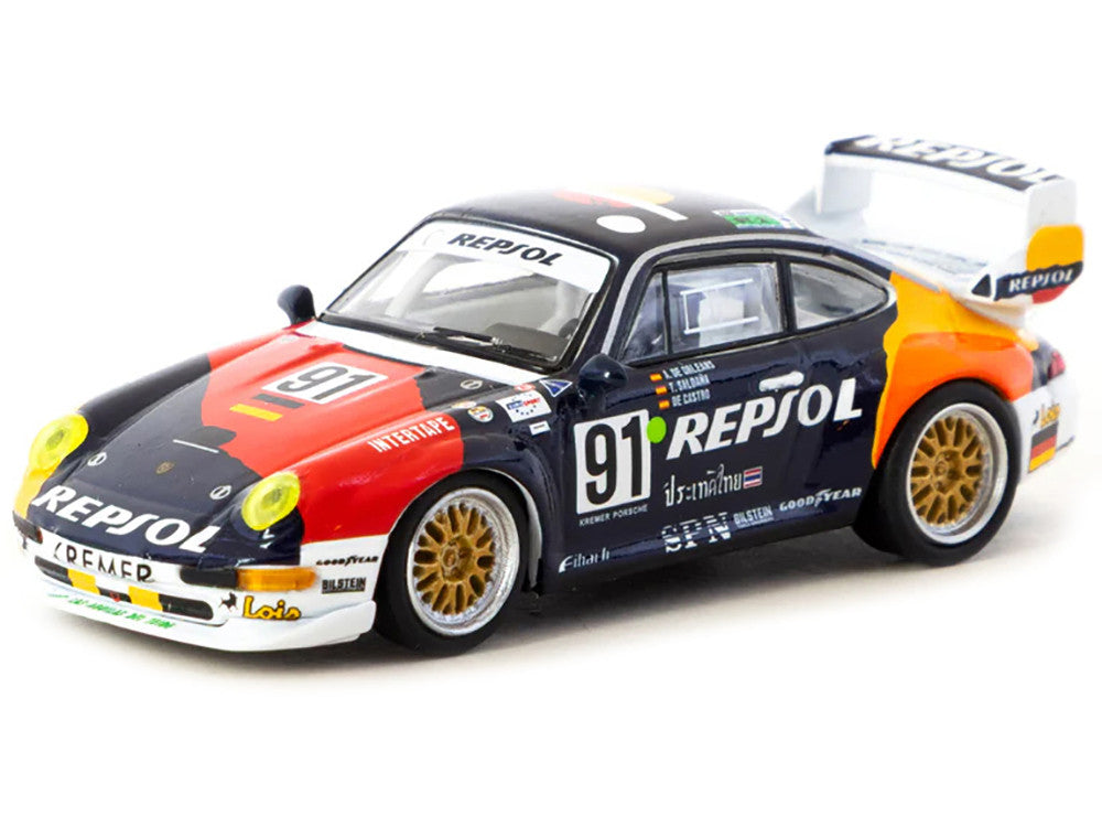 Porsche 911 GT2 #91 Tomas Saldana - Miguel Angel de Castro - Prince Alfonso de Orleans-Borbon "Kremer Racing - Repsol" "24 Hours of Le Mans" (1995) "Collab64" Series 1/64 Diecast Model Car by Schuco & Tarmac Works Schuco