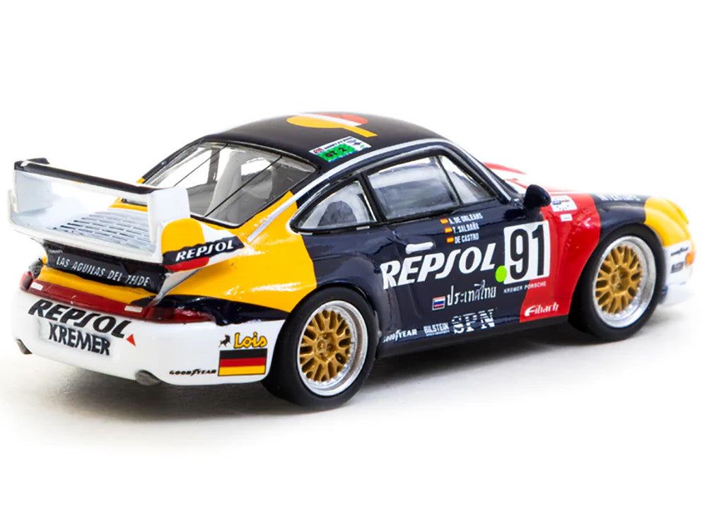 Porsche 911 GT2 #91 Tomas Saldana - Miguel Angel de Castro - Prince Alfonso de Orleans-Borbon "Kremer Racing - Repsol" "24 Hours of Le Mans" (1995) "Collab64" Series 1/64 Diecast Model Car by Schuco & Tarmac Works Schuco