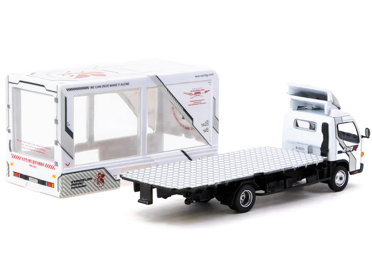 Mitsubishi Fuso Canter Mobile Display Truck RHD (Right Hand Drive) "EVA Racing" White with Graphics "Truck64" Series 1/64 Diecast Model Car by Tarmac Works-2