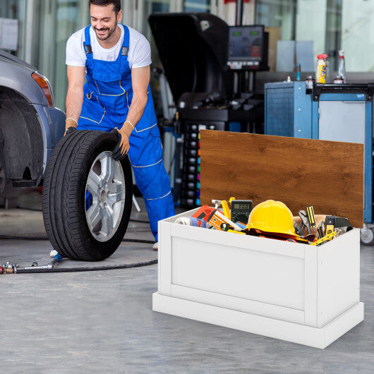Large Storage Chest with Safety Metal Hinge-off white W2B