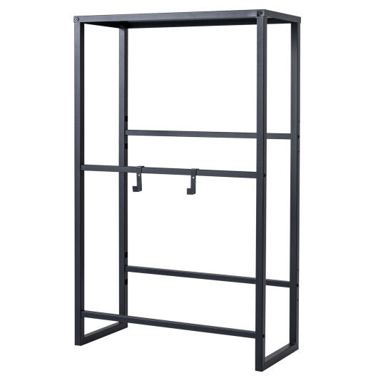 3-Tier Drink Crate Rack with Shelf for Beer and Water for Kitchen and Garage-Black W2B