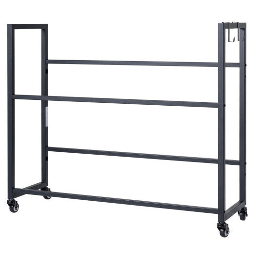 2-Tier Drink Crate Rack with 4 Universal Wheels for Beer and Water Kitchen and Bar-Black W2B