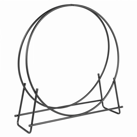 45" Round Firewood Rack with Heavy-Duty Metal Frame W2B