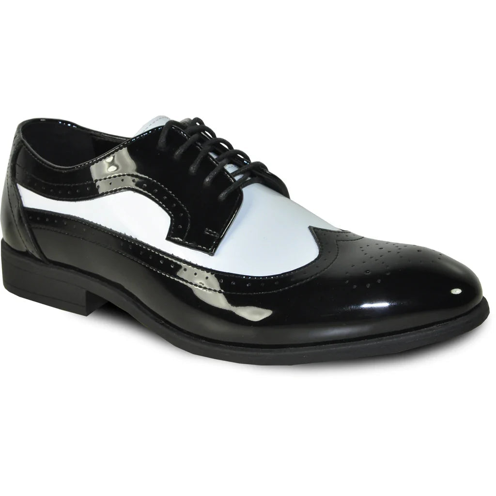 "Telford" Black and White Vangelo Tuxedo Shoes Tux-USA