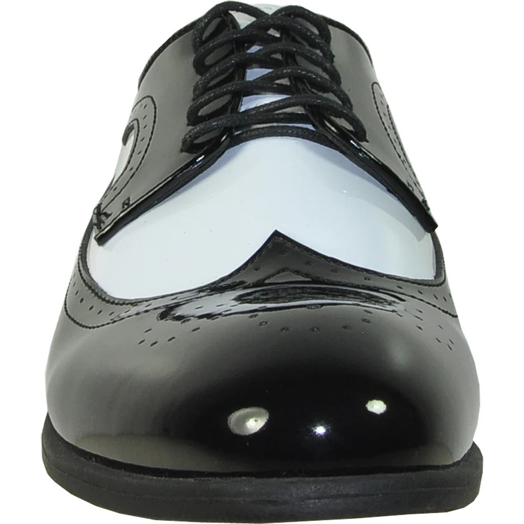 "Telford" Black and White Vangelo Tuxedo Shoes Tux-USA