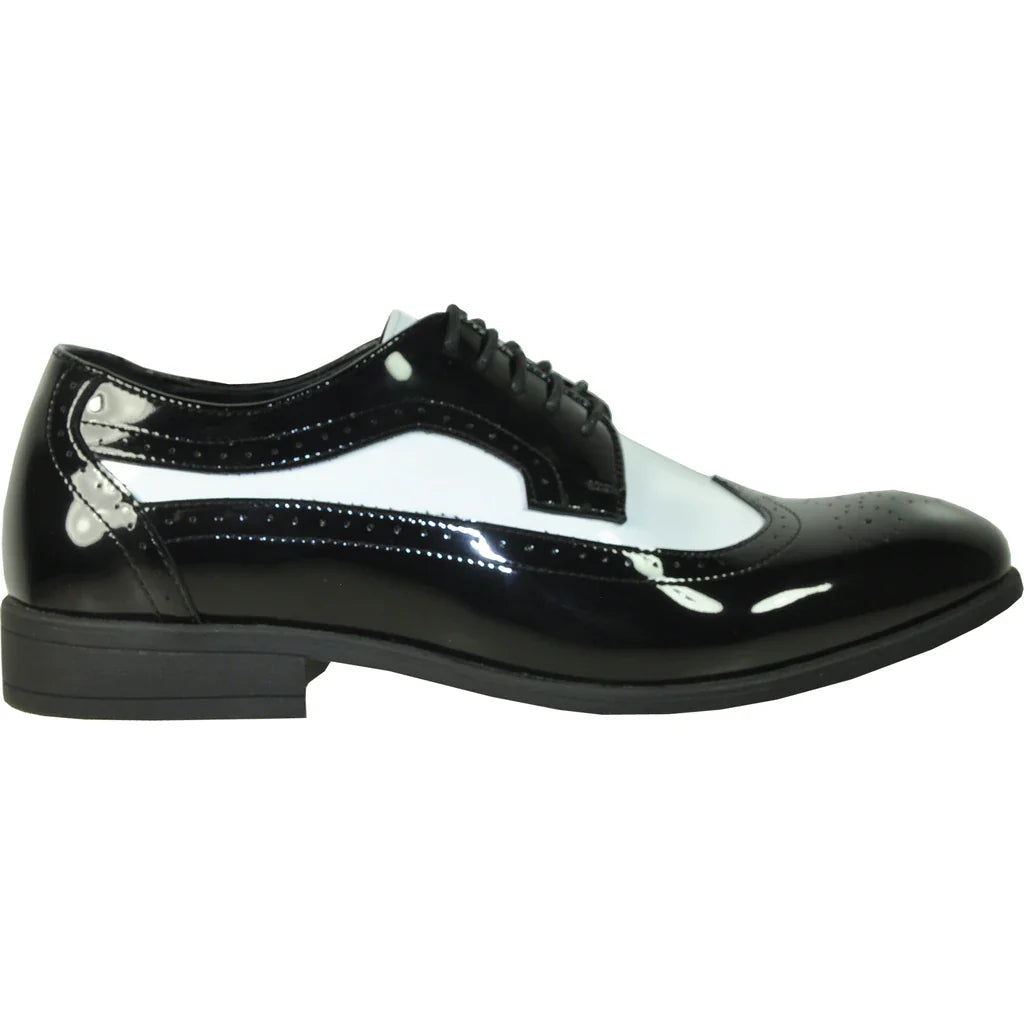 "Telford" Black and White Vangelo Tuxedo Shoes Tux-USA