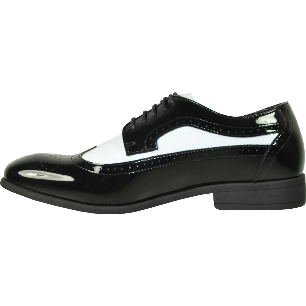 "Telford" Black and White Vangelo Tuxedo Shoes Tux-USA
