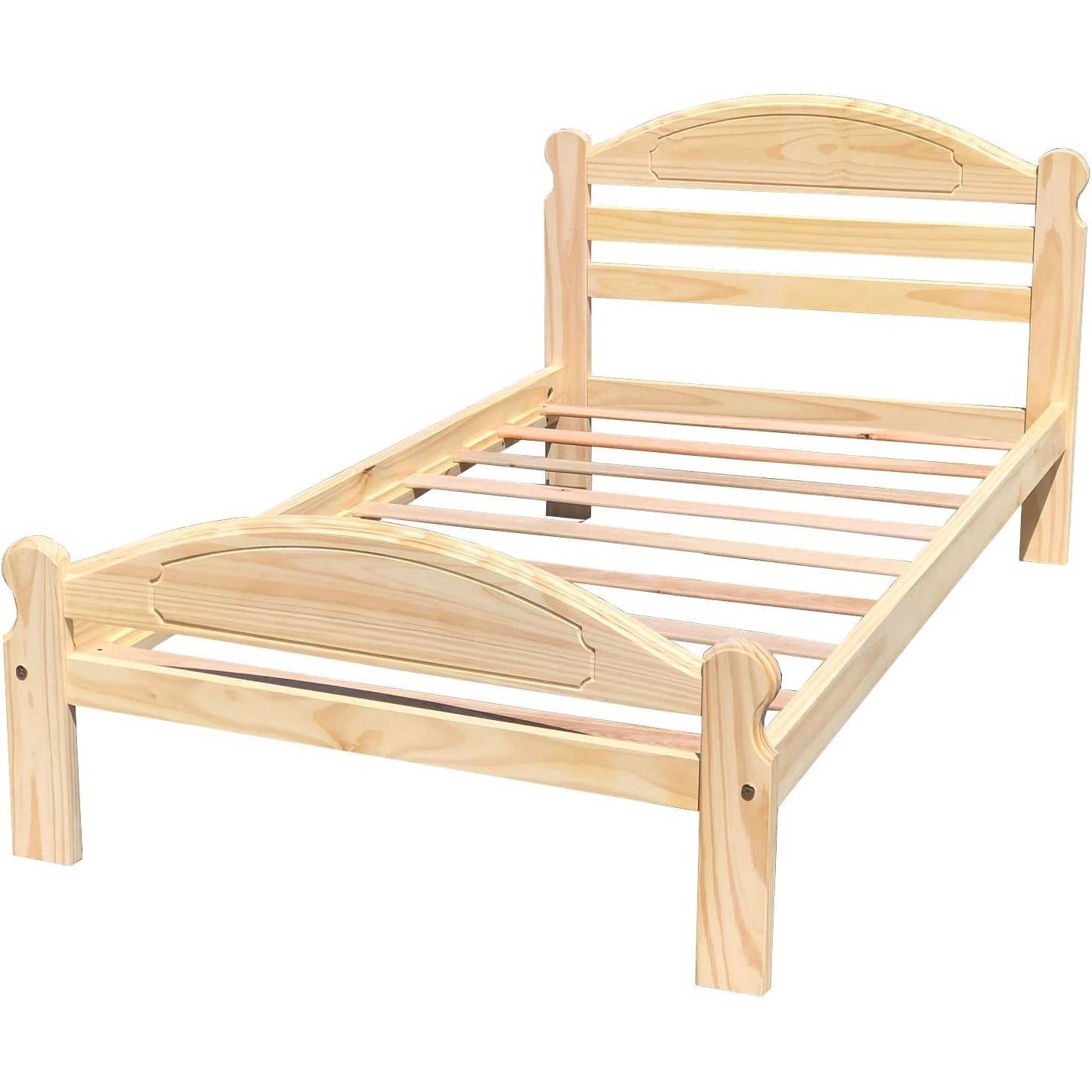 Twin Unfinished Solid Pine Wood Platform Bed Frame with Headboard and Footboard HomePacific