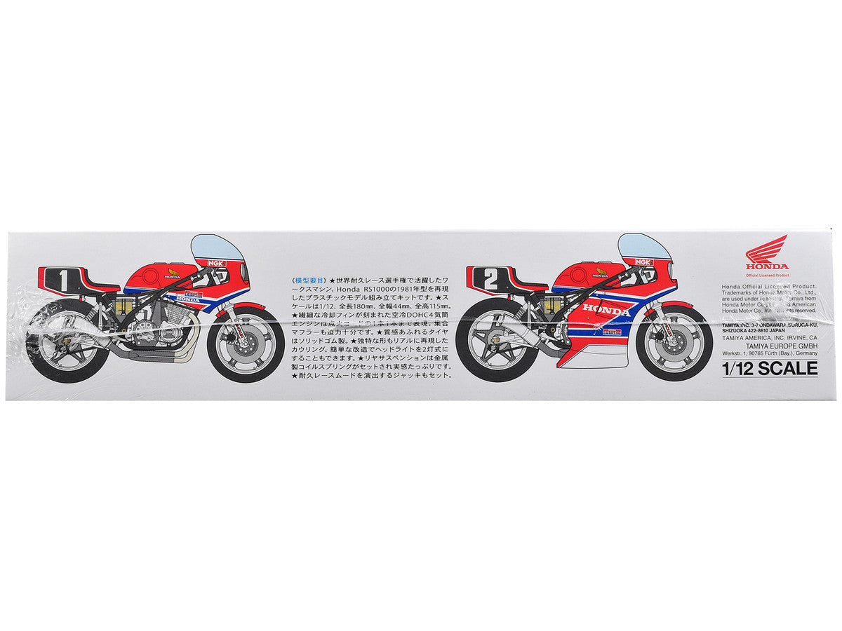 Model Kit Honda RS1000 Endurance Racer Motorcycle 1/12 Scale Model by Tamiya Tamiya