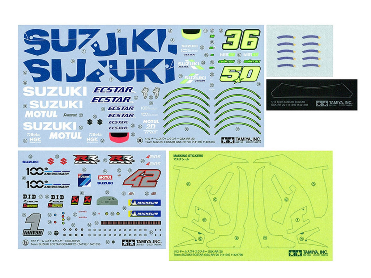 Model Kit Suzuki GSX-RR "Team Suzuki Ecstar" (2020) Motorcycle 1/12 Scale Model by Tamiya Tamiya